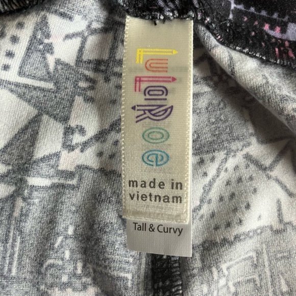 LuLaRoe TC Leggings Tall & Curvy New Black Pink Grey Gray Geometric Abstract - Picture 5 of 5